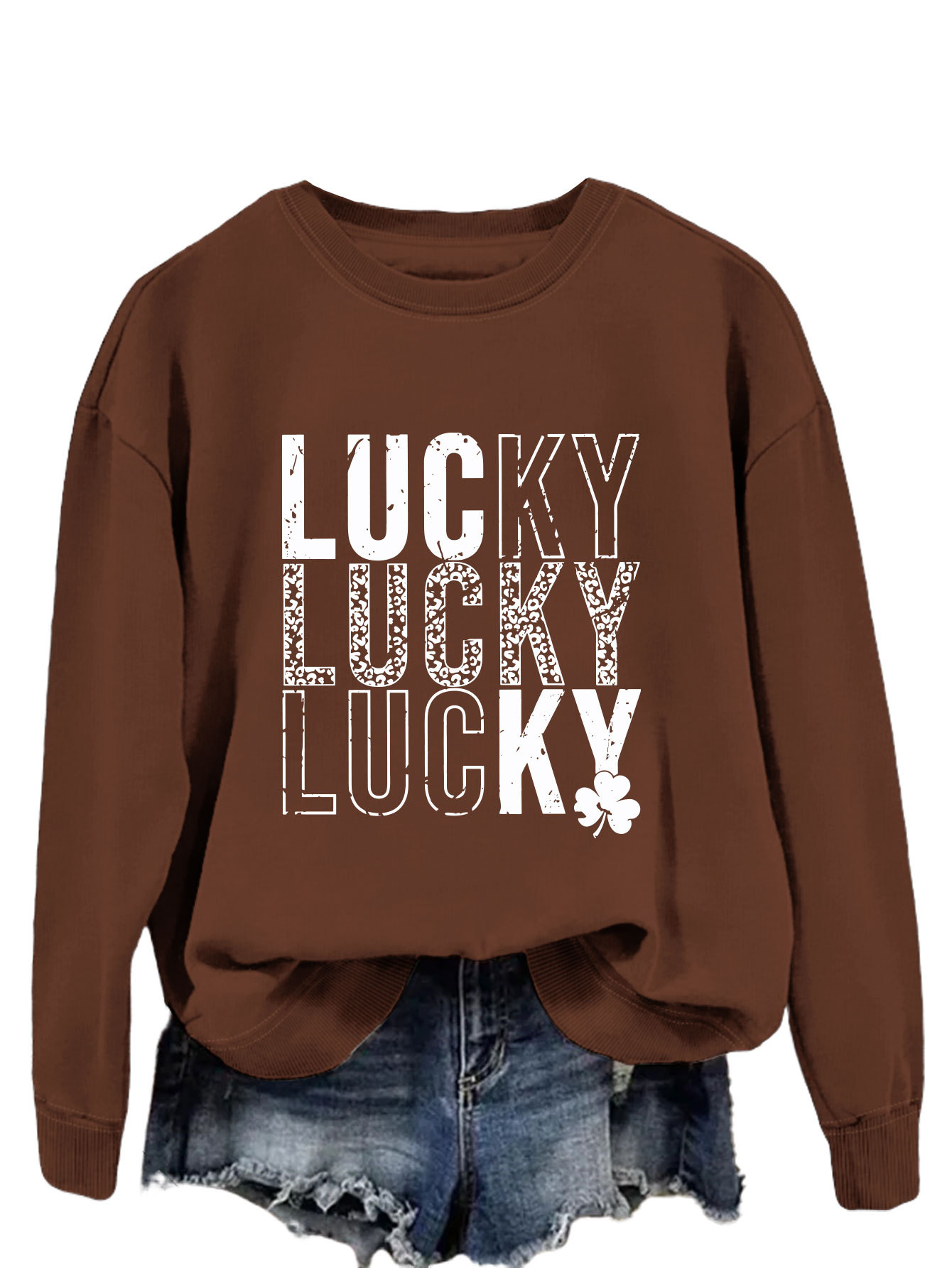 Women's Hoodies Long Sleeve Printing Streetwear Shamrock Letter display picture 34