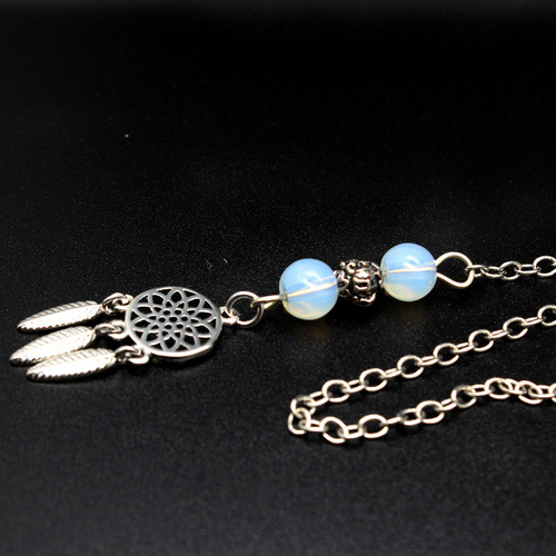 Foreign trade jewelry wholesale natural stone double-pointed rhombus cut surface pendulum dream catcher six-pointed star pendant spiritual hammer
