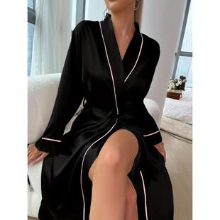 D 34024 Satin V-neck Women's Robe ����z V �IŮ˯�ۿ羳