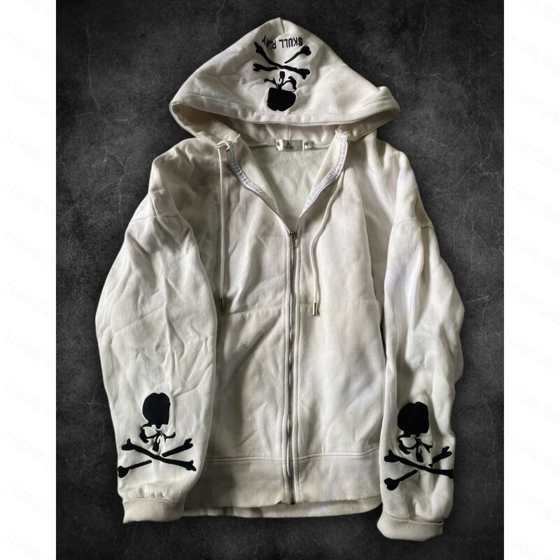 Cross-border 2026 Skull Print Zipper Hoodie, Stylish and Trendy Internet Celebrity Hooded Cardigan Jacket