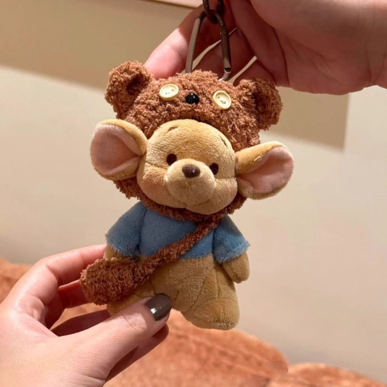 Recuerdos Chef Xiaodou Kangaroo De pie Muñeca de felpa Colgante Muñeca linda Regalo para niña Llavero de coche