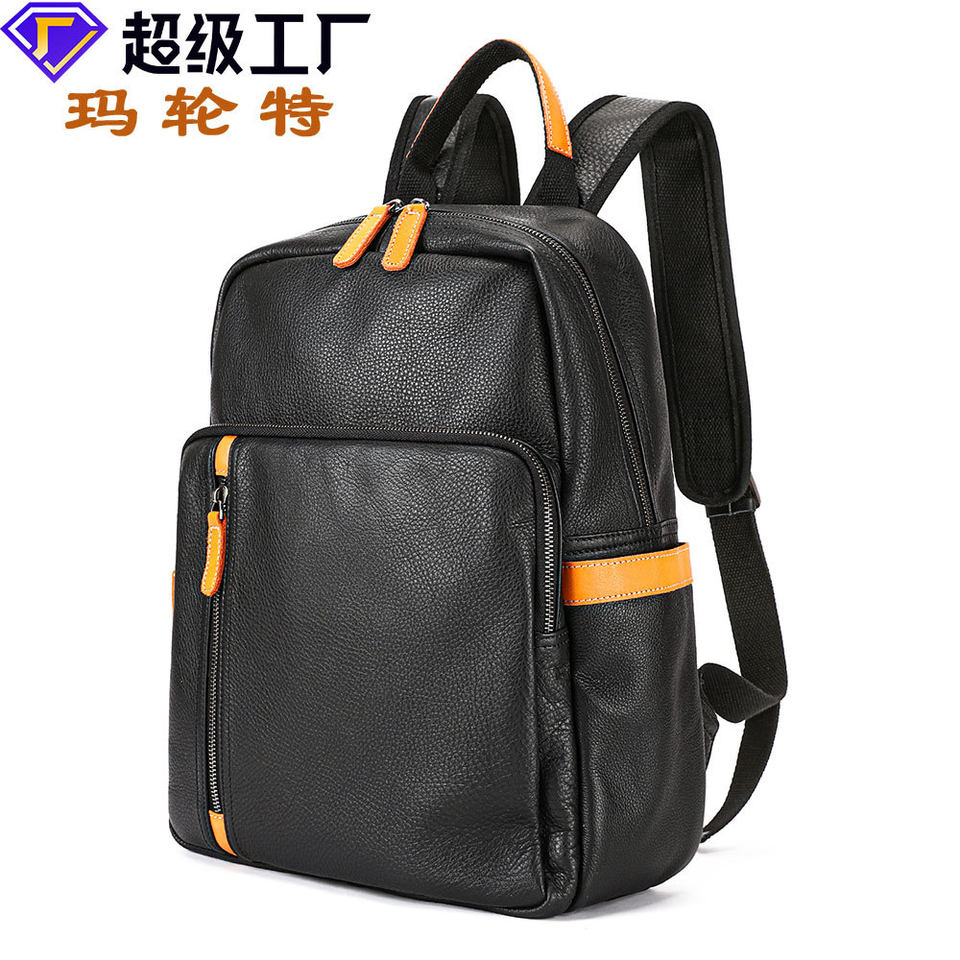 Ba lô da thật Marante đa chức năng thời trang, ba lô laptop công sở nam da bò đi công tác — Màu đen, Xanh ô liu