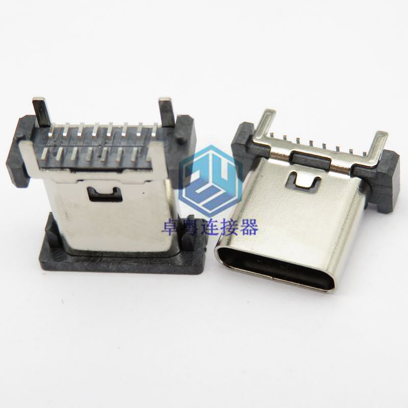 TYPEC 16p母座 立式 四脚直插 立贴 H=6.0 type-c 16pin-阿里巴巴