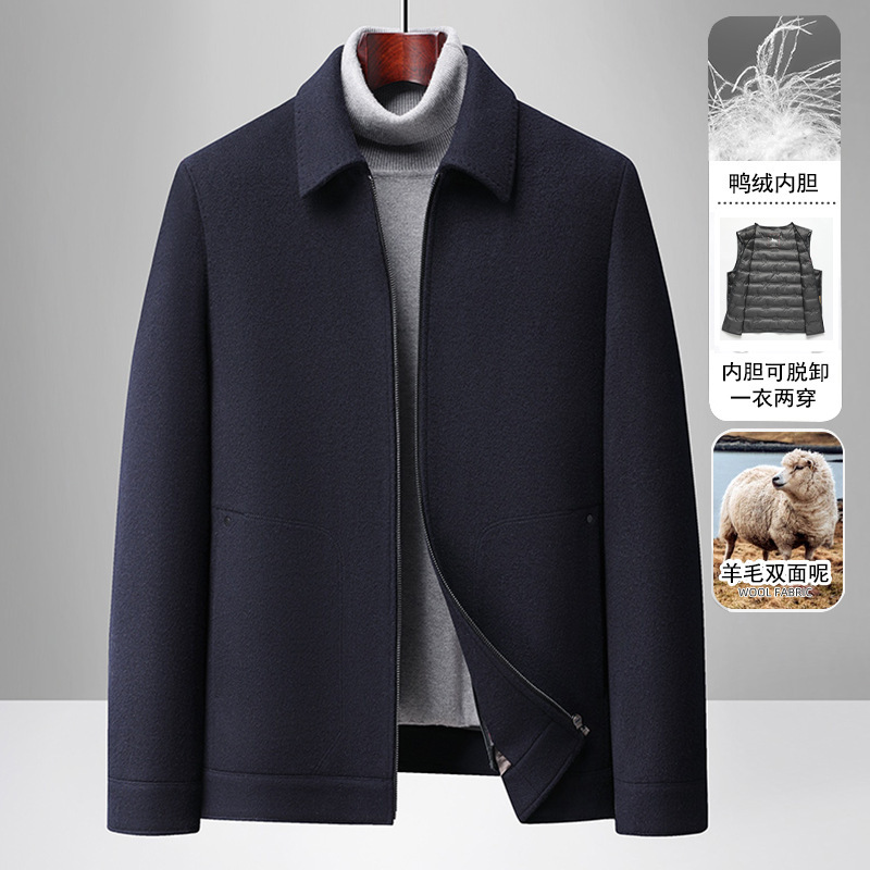 100% Wool Jacket Business Casual Dad Wear Lapel Woolen Jacket Goose down Removable Liner Woolen Jacket 100% Wool Jacket Business Casual Dad Wear Lapel Woolen Jacket Goose down Removable Liner Woolen Jacket