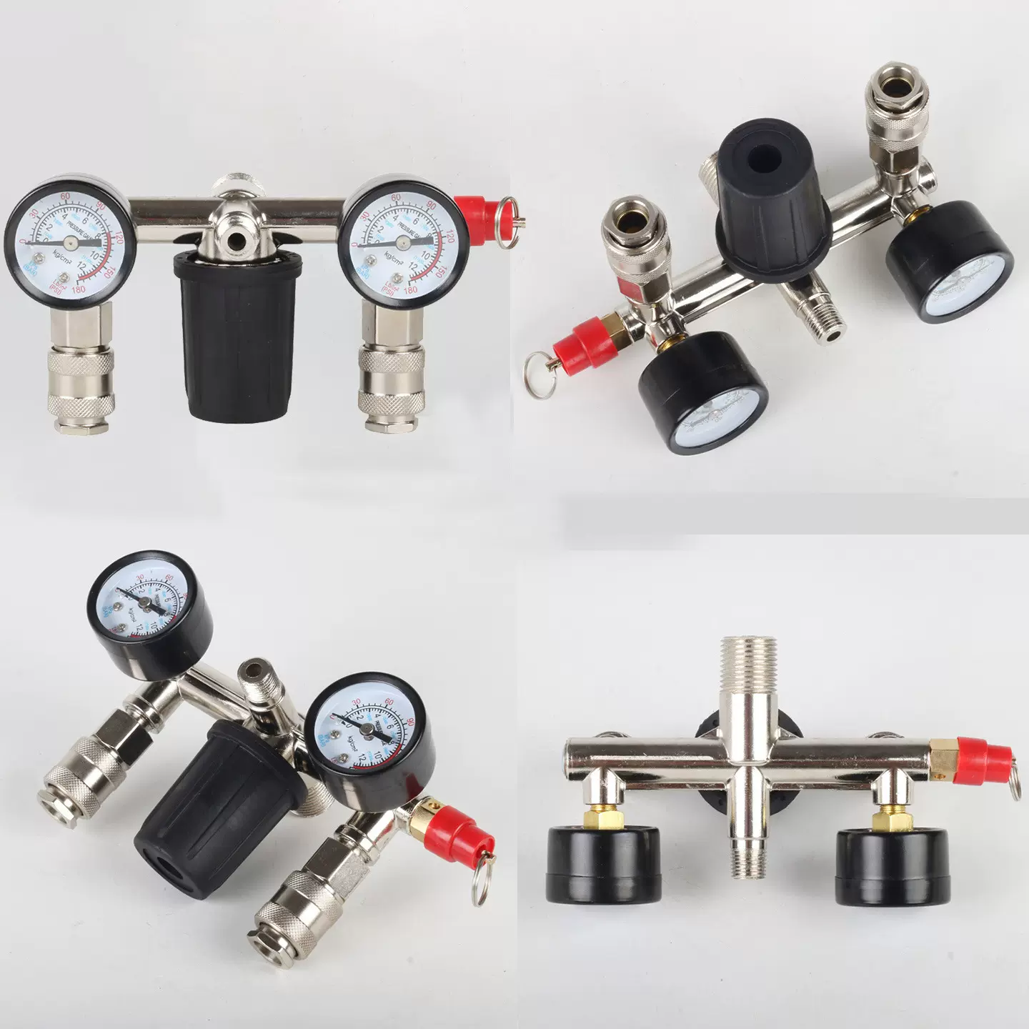 空压机配件巴马出气支架黑帽款可调压支架带欧式三合一接头总成