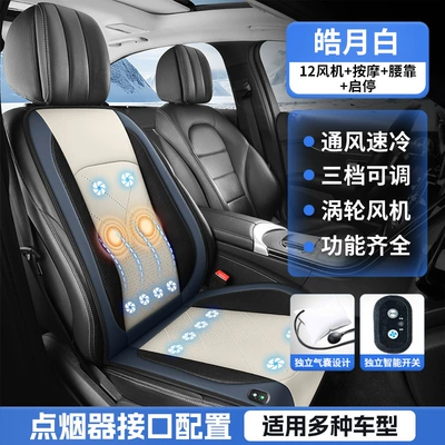 Multi-function pad Seat Cushion - haoyuebai-x-punched-leather-12-fans-blowing-massage-air-bag-lumbar-support