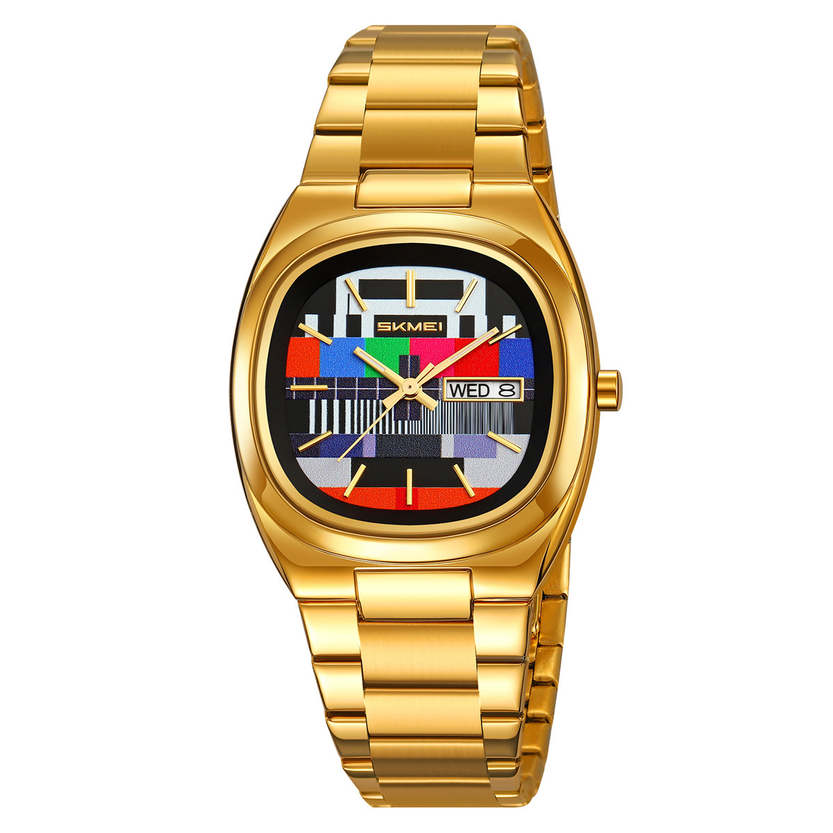 Momentos de belleza personales TV dial relojes de acero relojes de hombre doble calendario relojes de cuarzo personalizados transfronterizos mayoristas