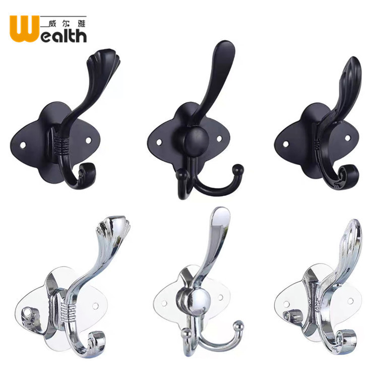 Stainless steel Black single hook kitchen and bathroom hook bathroom coat hook engineering wall coat hook behind the door plum towel hook