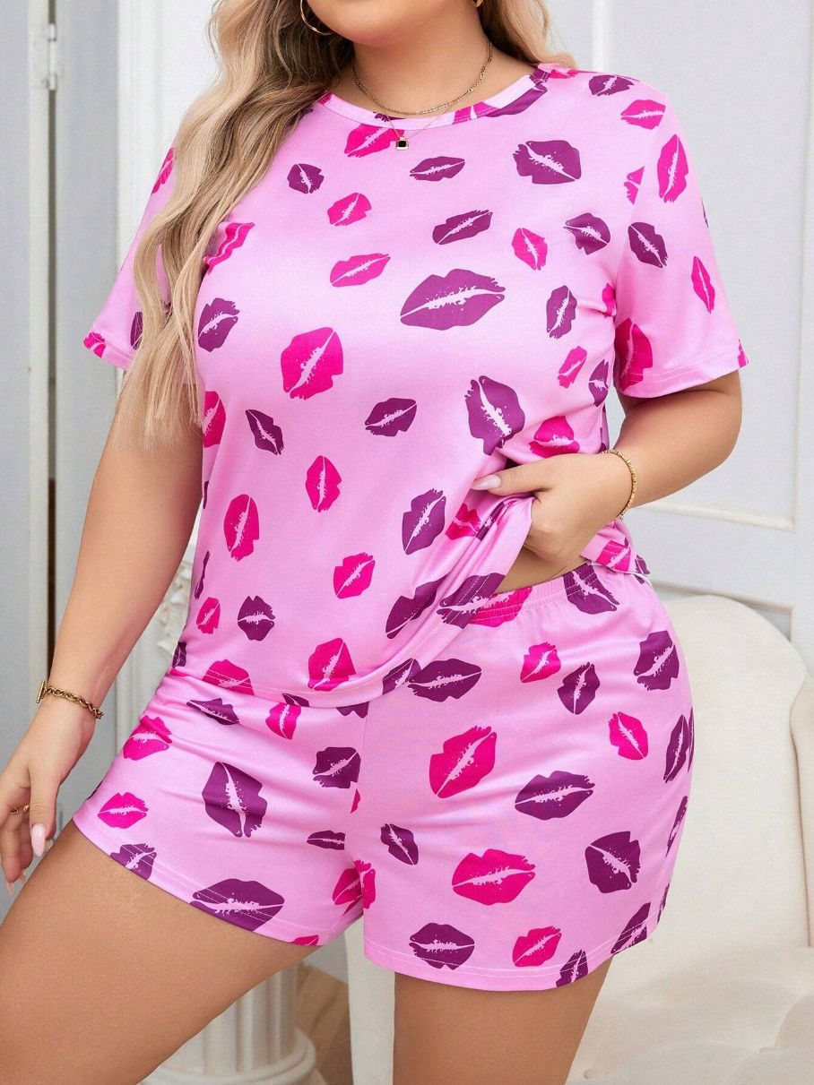 Home Women's Casual Classic Style Printing Polyester Milk Fiber Shorts Co-ord Set Pajama Sets display picture 5