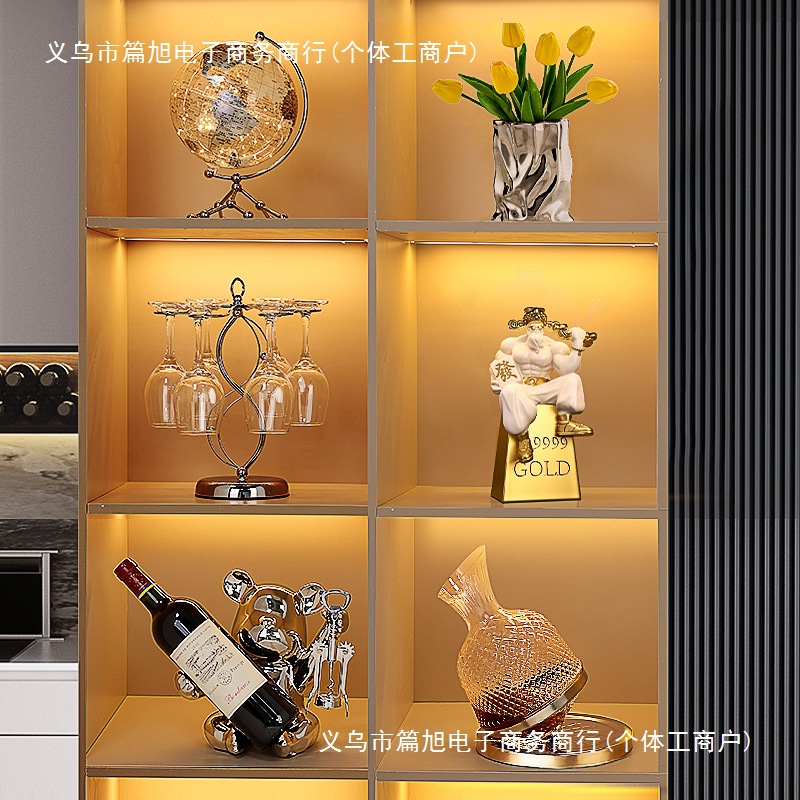 Wine Cabinet Decoration Set Red Wine Rack Sideboard Violent Bear Light Luxury High-End Living Room Tv Cabinet Home