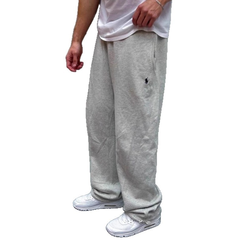 Inventario nuevo logotipo de pony bordado retro calles simple cintura elástica y camelón suelto pantalones rectos