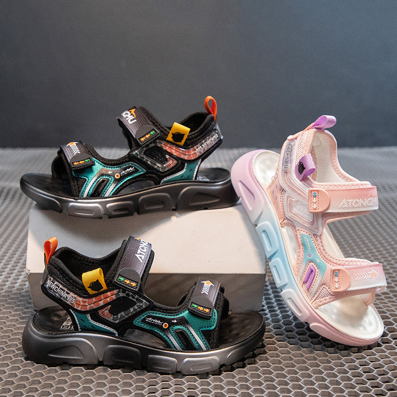 Sandali sportivi grandi con pellicola assorbente a punta aperta da ragazzo, nuove scarpe da spiaggia traspiranti con suola morbida, comode per ragazze della scuola primaria_voghion.com