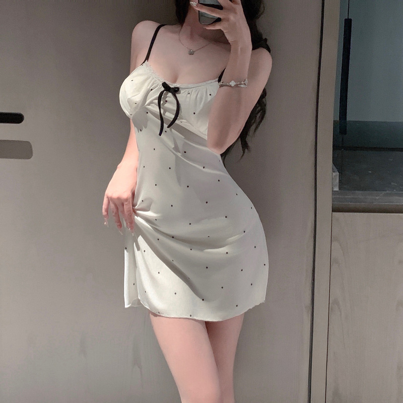 Sexy Nightdress with Detachable Chest Pad, Fresh Floral Style, Pure Desire Thin Camisole Nightgown, Loungewear for Women