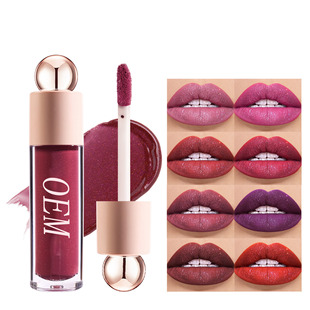 Oem Oem Glitter Lip Gloss 8 Colors Moisturizing Fine Glitter Matte Lip Glaze Velvet Lipstick Cross-Border Customization Processing
