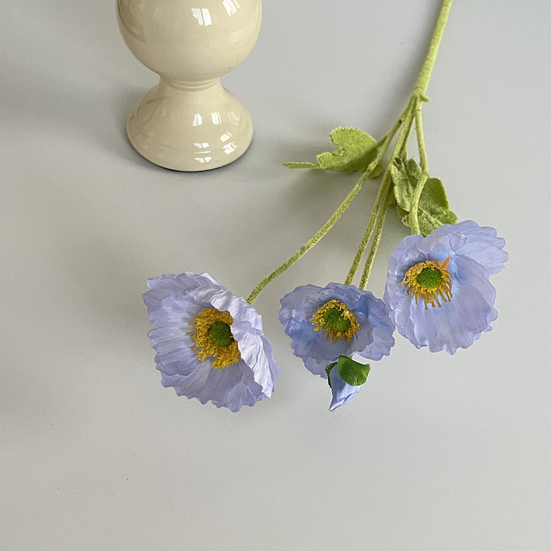 虞美人仿真花婚庆用花莫奈花园仿真花材假花装饰花墙植绒仿真植绒|undefined