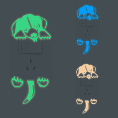 New YG11 Personalized Customizable Glow-in-the-Dark Dog Three-Color Switch Decal Home Wall Decor Sticker Self-Adhesive