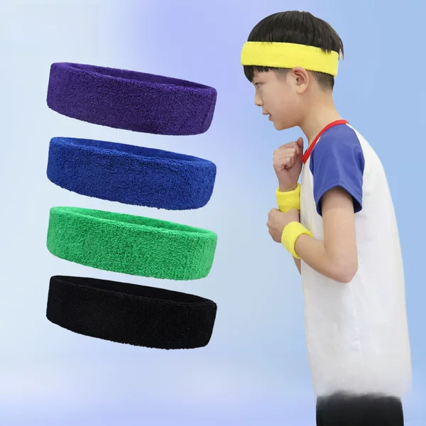 Sports Headband, Pure Cotton Sweat-Absorbent Running Basketball Kidsren's Anti-Sweat and Anti-Perspirant Headscarf, Badminton Sweat-Guiding Headband
