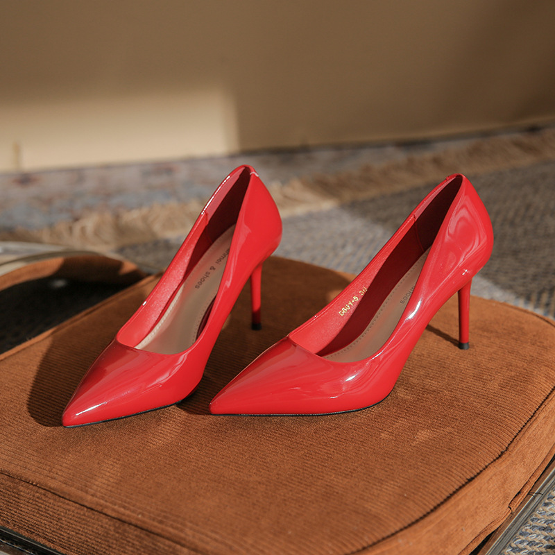 Sexy fashionable elegant high heels made of patent leather stiletto…