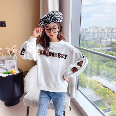 Children's clothing Sweater Girls Autumn 2021 new pattern Korean Edition children Long sleeve Pullover CUHK leisure time Primer jacket