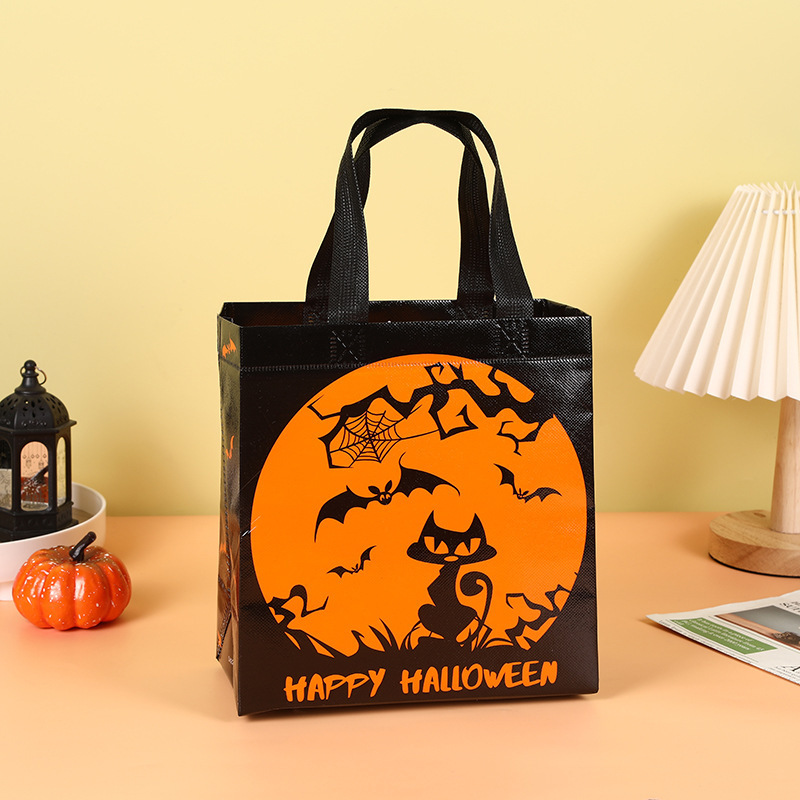 工場卸売りハロウィーン不織布幽霊カボチャ手提げ袋折り畳み可能食品ショッピングプレゼント収納袋|undefined