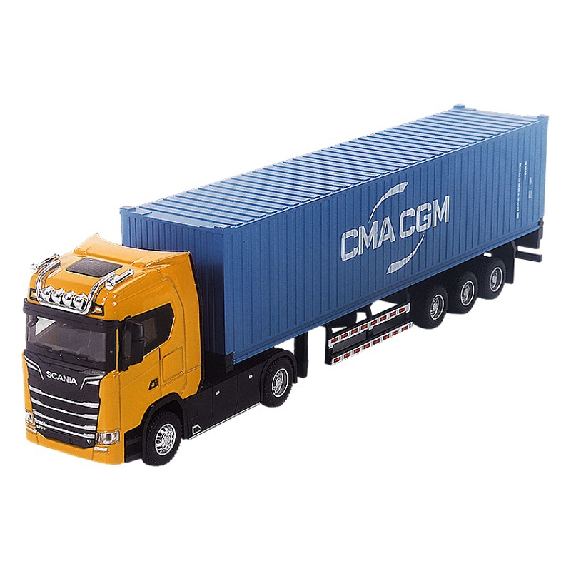  Modelo de coche de aleación, semirremolque escandinavo, juguete de simulación de transporte de doble capa.