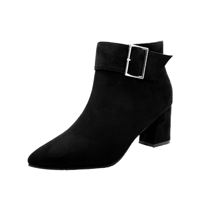 Demi-season fashionable high low boots pointy toe, plus size