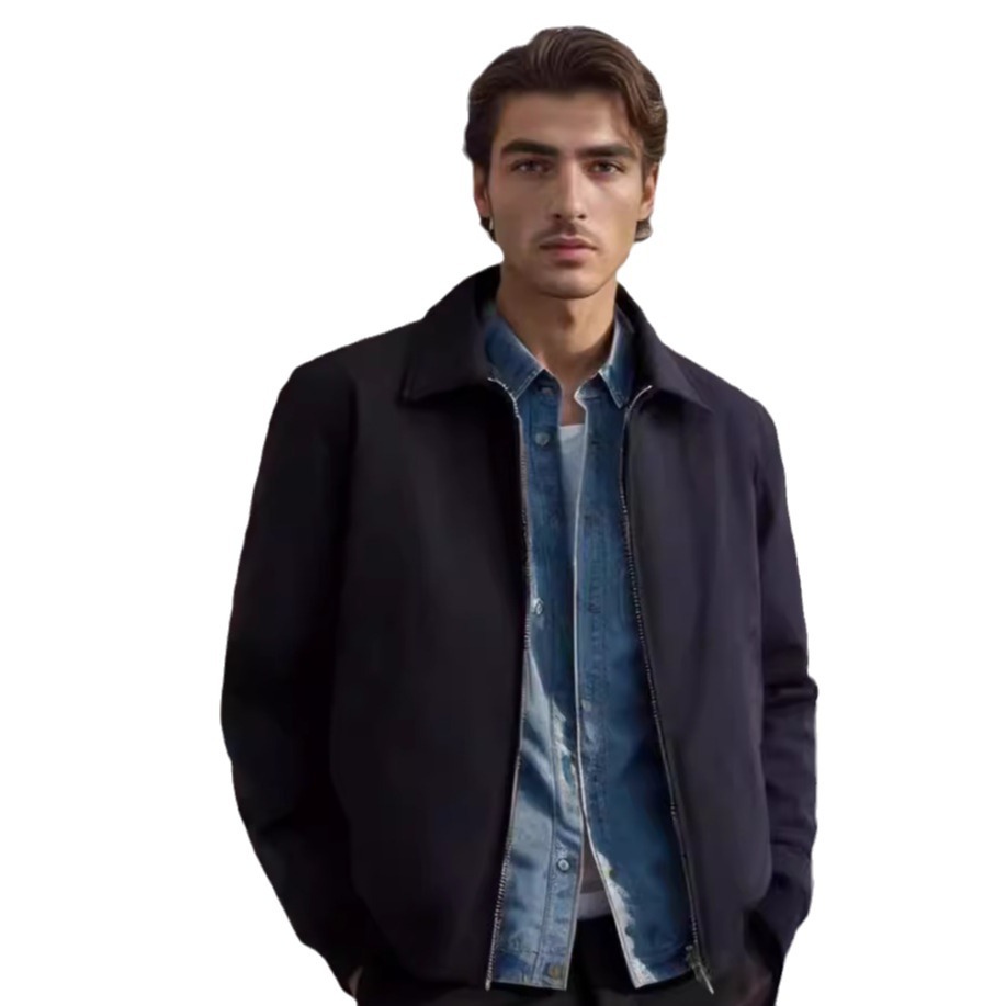 New 2024 Spring and Autumn Simple Commuter Men's Zipper Collar Jacket_voghion.com