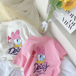 Girls' T-shirt Korean Style 2025 New Clothes Baby Girl's Summer Cotton Half Sleeve Children's Top Donald Duck T Fashionable Style