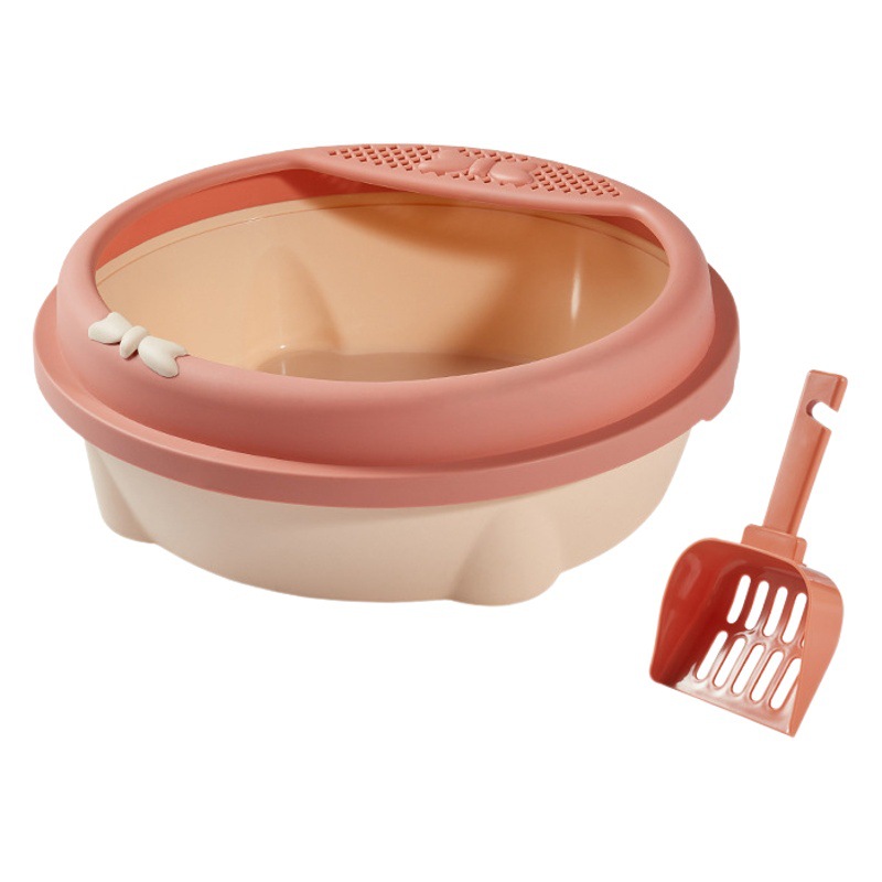 Caja de arena semicerrada para gatos inodoro de gato de gran tamaño con fuga de pies caja de arena para gatos espacio de gran tamaño pala a prueba de salpicaduras