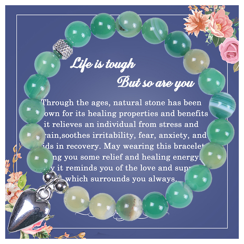 Fashion Heart Shape natural stone Agate Beaded Bracelets 1 Piece