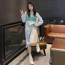 韩国休闲女早秋冬别致设计感小众减龄炸街宽松长袖卫衣连衣裙潮流