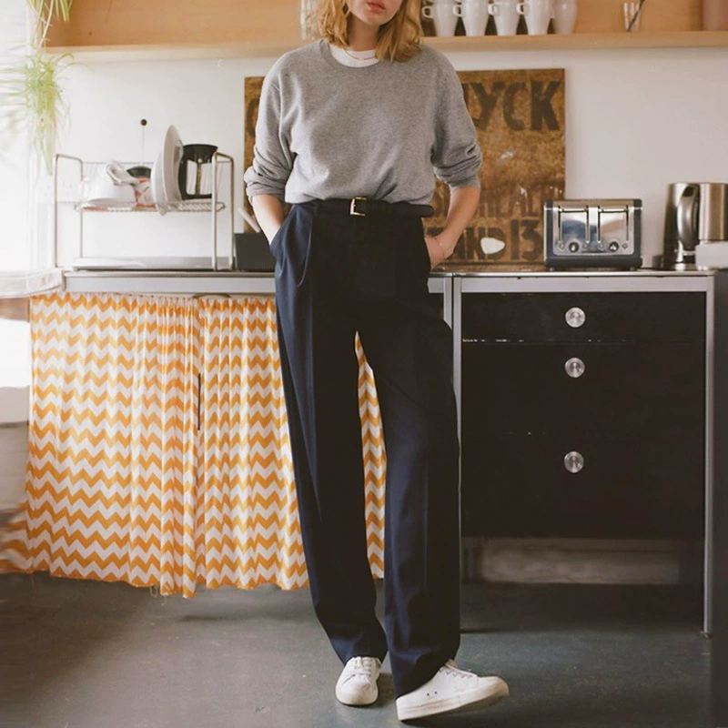 Широкие черные брюки KHAI*E для женщин, весна-осень 2025, в стиле знаменитостей, костюмные брюки, высокая талия, зауженные, повседневные, прямые.