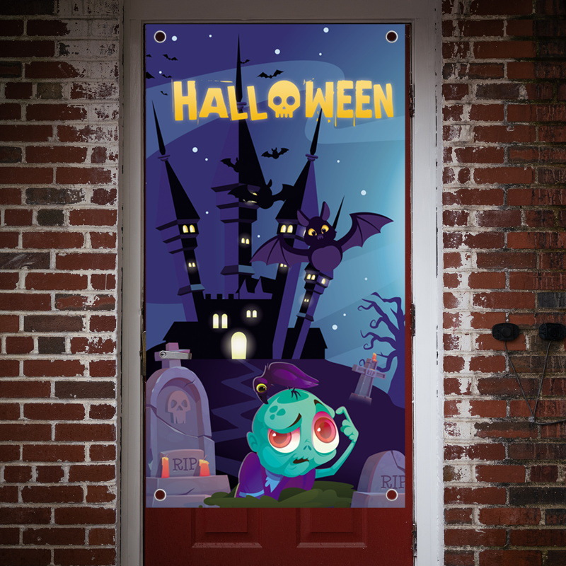 Transfronterizo nueva decoración de Halloween colgando tela patio al aire libre accesorios de decoración de fiesta suministros impresión creativa cubierta de la puerta