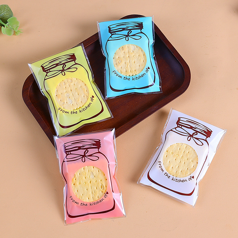 Corea del Sur hornear embalaje bolsa de galletas Amarillo Blanco azul botella bolsa de galletas autosellante palillos bolsa de dulces 7*10 + 3