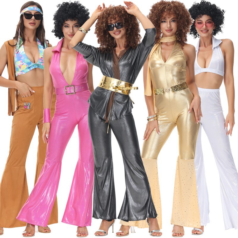 Halloween European and American 70S Retro Disco Hip-Hop Singer Bell-Bottom Disco Nightclub Performance Clothing Wholesale Halloween European and American 70S Retro Disco Hip-Hop Singer Bell-Bottom Disco Nightclub Performance Clothing Wholesale