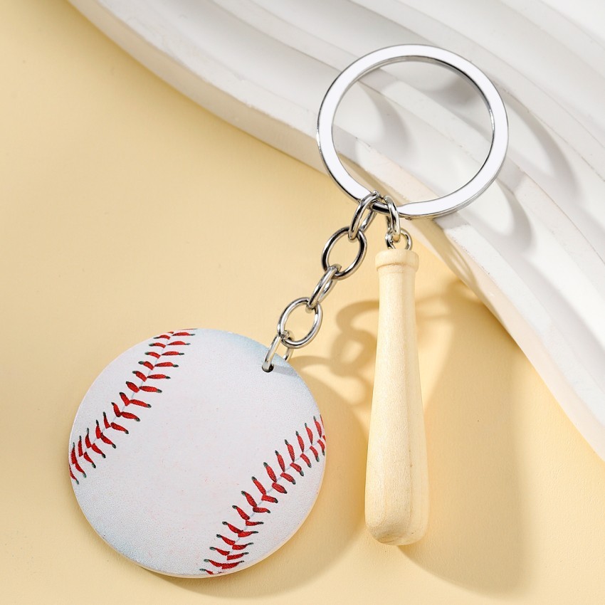 12g Weight Keychain Classification 1 Piece Quantity Daily Occasion Wood Material Baseball Pattern Unisex Gender Sports Style 1 Piece Sports Baseball Wood Unisex Keychain 3