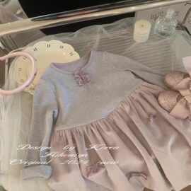 女童公主裙童装2025儿童春秋季新款洋气蝴蝶结礼服裙子宝宝连衣裙