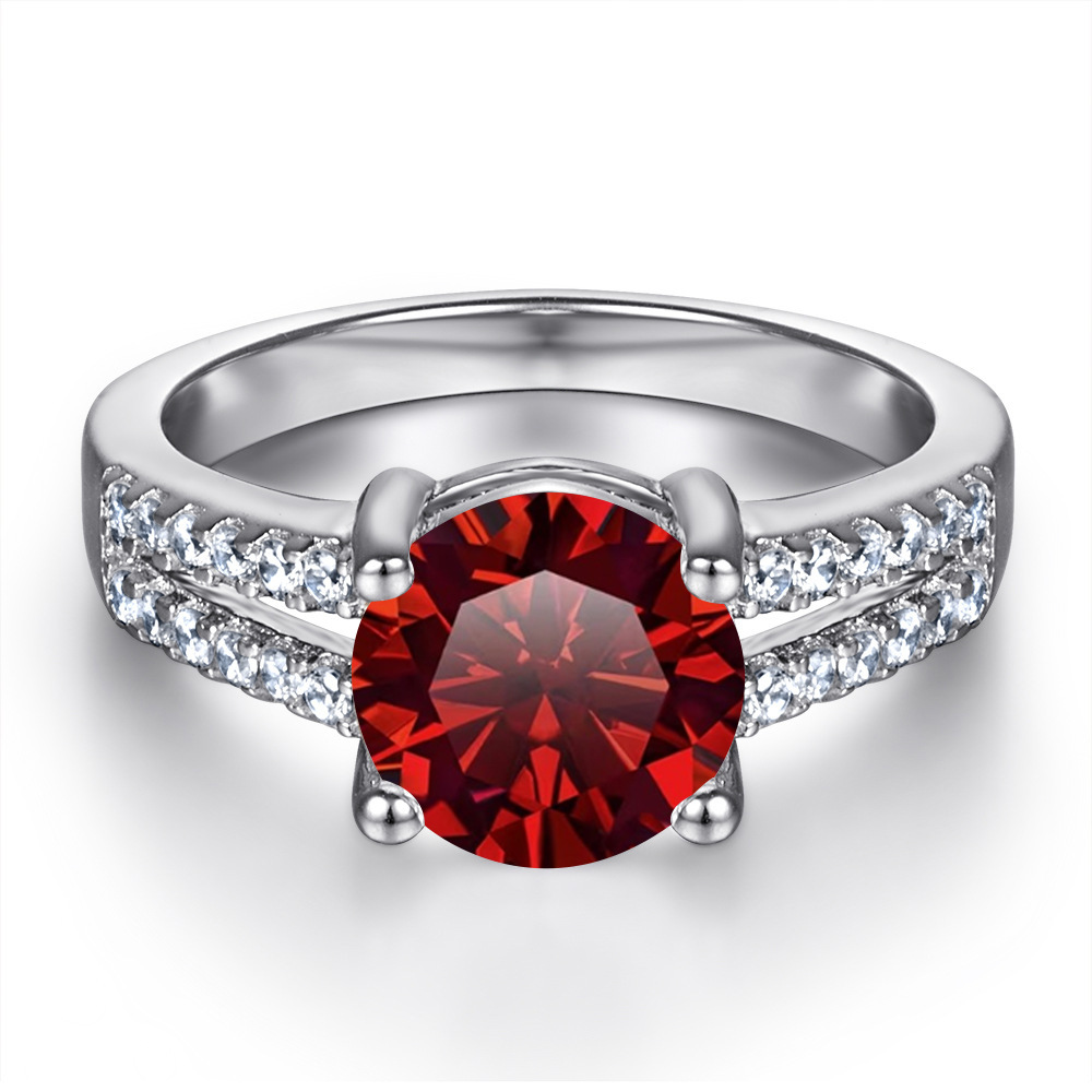 Anillo de plata s925 cabeza de toro clásica 1 quilates anillo de diamante de diamante de doble fila de mujer huevo de paloma anillo de boda en vivo