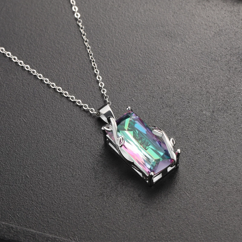 Rainbow tourmaline pendant, necklace, wish, flowered, European style