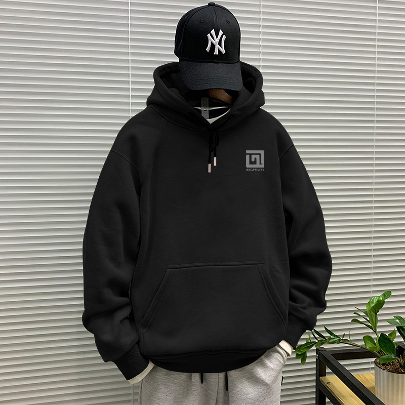 Suéter con capuz negro Regular - 2892