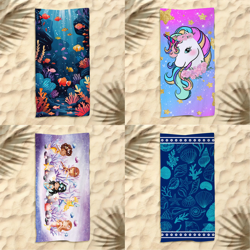 Children's Girls' Mermaid Beach Towel, Absorbent, Quick-Drying, Sand-Free Bath Towel, Microfiber Towel, Quick-Drying Children's Girls' Mermaid Beach Towel, Absorbent, Quick-Drying, Sand-Free Bath Towel, Microfiber Towel, Quick-Drying