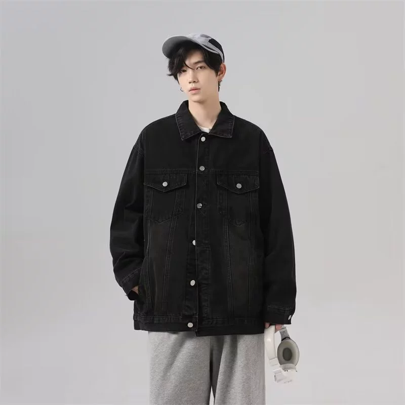 Ретро-джинсовый демисезонный жакет в американском стиле, oversize, стиль высокого класса