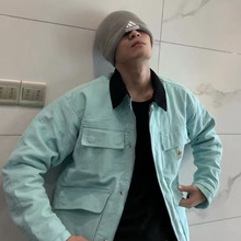 美式情侣斯图西重磅复古重工工装水洗加厚款翻领棉服夹克外套宽松
