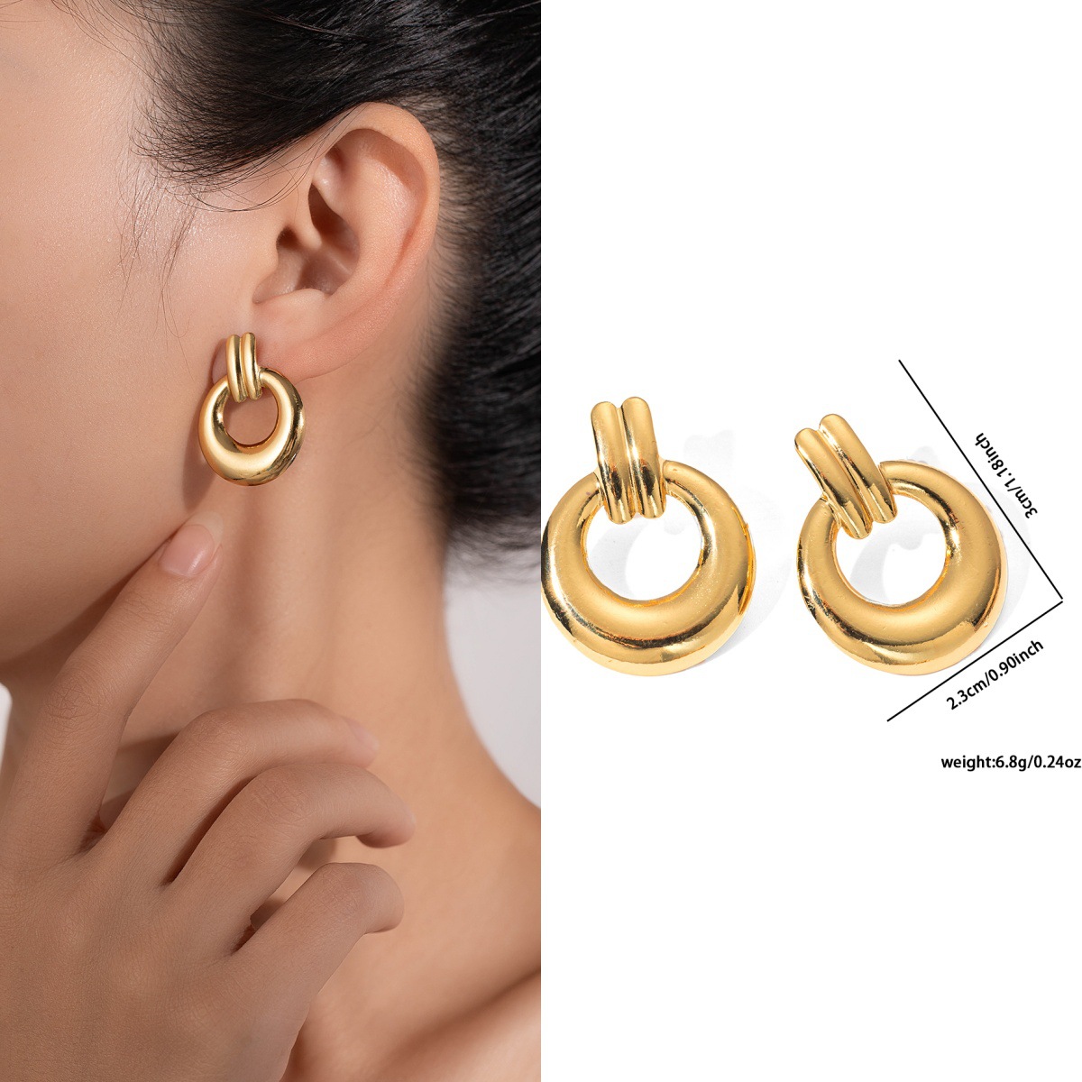 Pendientes de acero de titanio transfronterizos para mujer, lujo ligero, sentido de alta gama, temperamento retro de nicho, pendientes que no se desvanece, pendientes de todo fósforo al por mayor