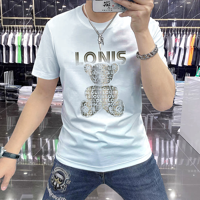 Short-sleeved Distinctive Casual 2025 Summer Non-ironing Base Shirt Embroidered Half-sleeved Trendy Round Neck All-match T-shirt Short-sleeved Distinctive Casual 2025 Summer Non-ironing Base Shirt Embroidered Half-sleeved Trendy Round Neck All-match T-shirt