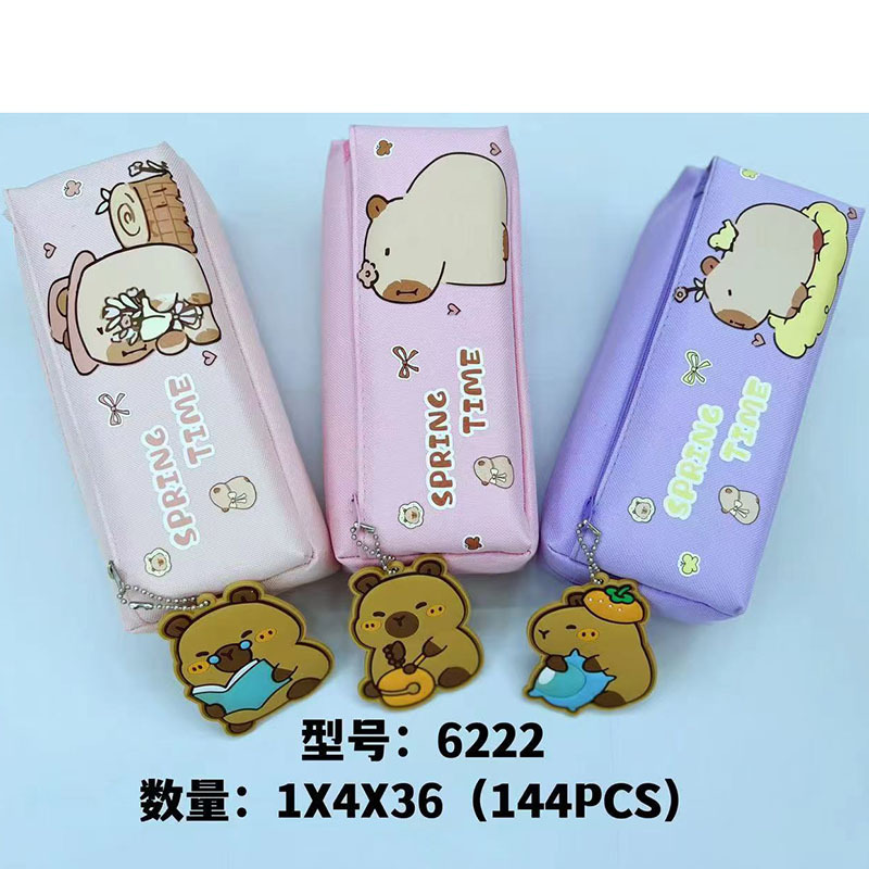 Caja de lápiz creativa caja de papelería de dibujos animados caja de lápiz de arena movediza de aceite de PVC estudiante de gran capacidad bolsa de lápiz al por mayor