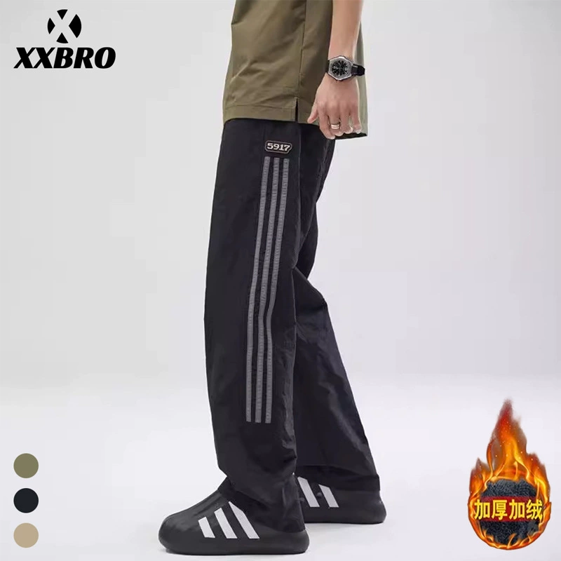 Xxbro Men # Летняя мода свободная тройная полоска брюки Прямая брюки повседневная одежда дикая мужская и женская брюки