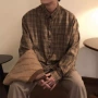 春秋代发咖色宽松衬衣