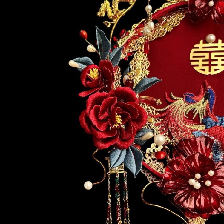成品缠花花非小众遗缠轻奢结婚闺蜜diy团扇结婚礼物刺绣团扇团扇|undefined