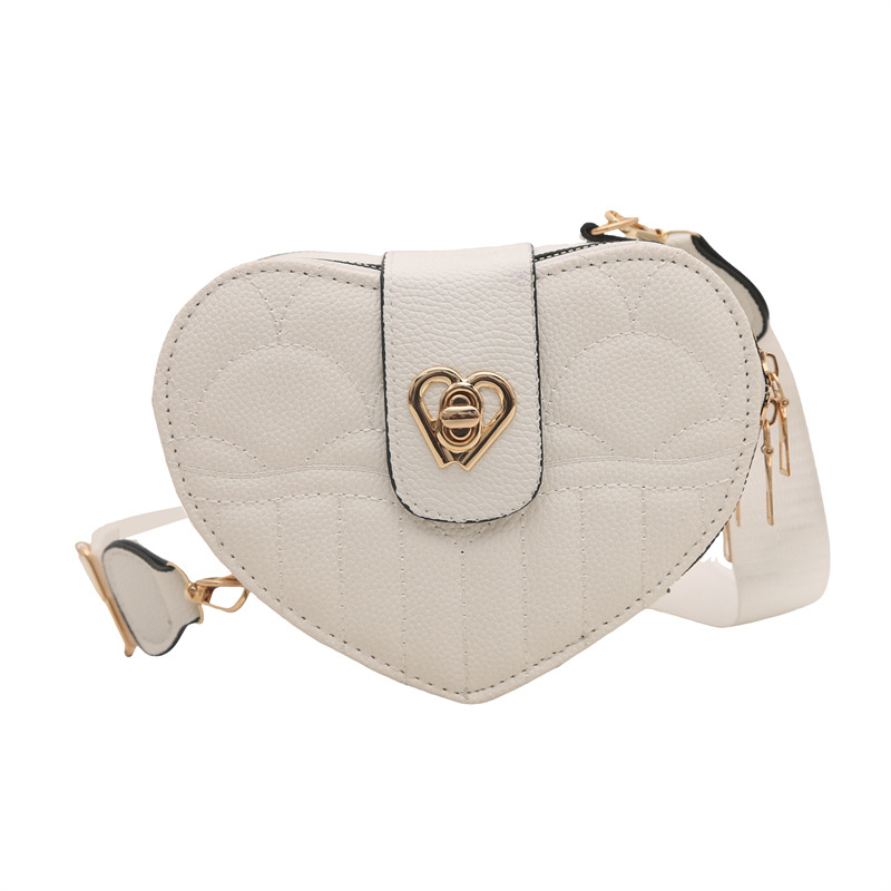 Bolso de mujer con bloqueo nuevo bolso de teléfono móvil de estilo extranjero, bolso de amor de un solo hombro retro estampado de litchi.